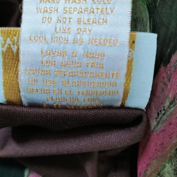 (SK 16) Metro Wear Green Pink  Leaf Print A Line Skirt Size Small - Picture 7 of 7